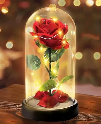 Touloube Rosa Eterna Regalo de San Valentín para Ella, Rosa Sant Jordi Roja con Base y Tarjeta de Felicitación, Regalo de Flor de Rosa en una Cúpula de Cristal Regalos para Mamá,Abuela,Novia,Mujeres | Ya disponible en tu tienda friki favorita! En mundofriki.es!