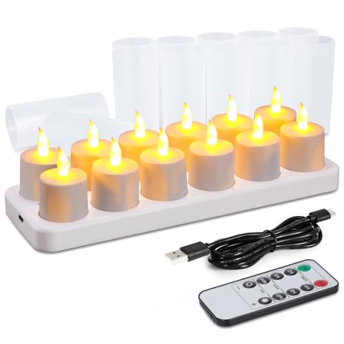 Velas LED recargables WoneNice con mando y base de carga para decoración de hogar 2