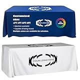 Unite Stone Customized Table Cloth with Logo 4FT 5FT 6FT 8FT for Business Tradeshow Events School Public Welfare Organizations Community Activities Birthday Wedding (Back Closed, 8FT)