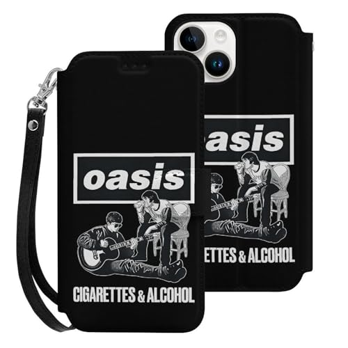 iPhone15用ケース 手帳型 オアシス OASIS バンド スマホケース ストラップ付き 財布型 アイフォン15用ケース おしゃれ 軽量 背面 携帯カバー カード収納 スタンド機能 PUレザー 耐衝撃