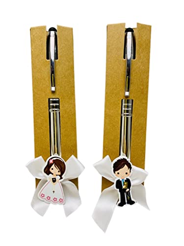 Detalles comunión para invitados regalos originales útiles prácticos Bolígrafos GRABADOS (pack 15 unidades) Boli + puntero táctil móvil + linterna PERSONALIZADO y decorado Cover