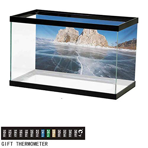 wwwhsl Aquarium Background,Poster Fish Tank Background,Frozen Lake Baikal in Siberia Icicles Scenic Nature