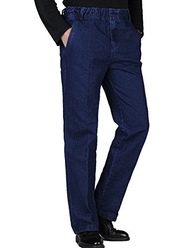 Zoulee Men's Full Elastic Waist Denim Pull On Jeans Straight Trousers Pants2