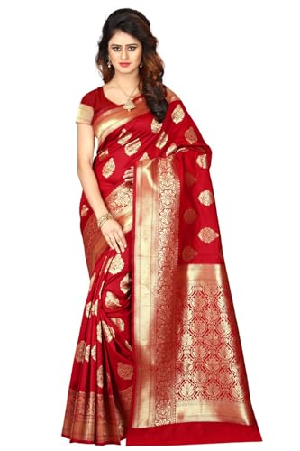 Sugathari Sari Banarasi pour femme en soie Kanjivaram pure douce 2023 Design Wear Pattu Sari en coton avec chemisier pour mariage Sari (PARI 6 MAROON), Rouge, taille...