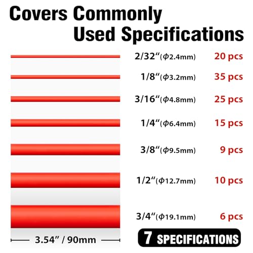 Sanuke Heat Shrink Tubing Kit 3:1 Ratio - Super Strong Adhesive Lined, Marine Grade Shrink Wrap - Industrial Heat Shrink Tubing - Red 120 PCS