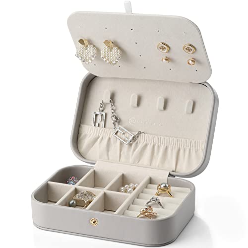 Vlando Jewellery Box, Travel Jewellery Organiser with Earring Holder, Travel Jewellery Case for Rings, Necklaces, Bracelets,Earring Organiser,Gifts for Women,Blue