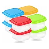 SAFNAJ Mini Plastic Food Storage Pots with Lids – 8 Pack Snack Containers – Airtight, Leakproof, Microwave & Freezer Safe – Reusable Snack, Sauce & Meal Prep Containers – travel Stackable