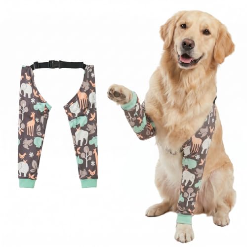 Image of LovinPet Dog Elbow Protector Anti-Licking Elbow Sleeve, Adjustable, Comfortable & Durable Front Leg Guard for Medium to Large Dogs, Prevents Licking and Chewing,Dog Sleeve,Green Grey