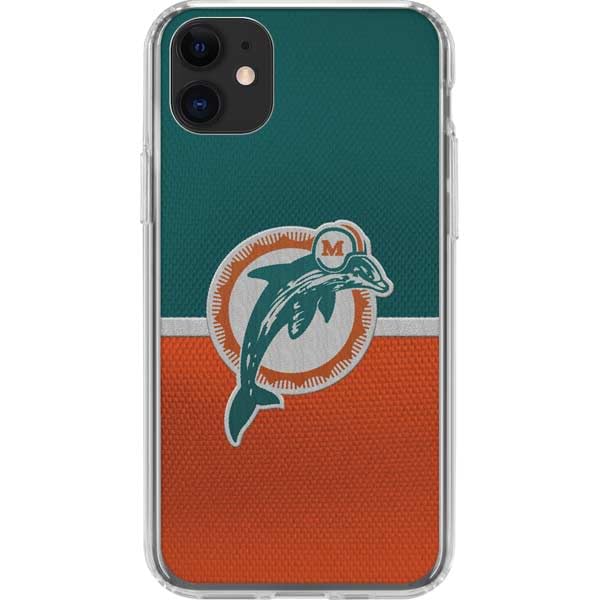 Skinit Clear Phone Case Compatible with iPhone 11 - Officially Licensed NFL Miami Dolphins Vintage Design