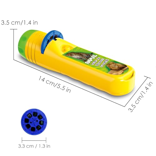 باب جو مصباح يدوي وجهاز عرض للحيوانات البرية وعالم البحر للاطفال من سن 3 و4 و5 و6 و7 سنوات، 6 اقراص و48 صورة، العاب مثالية للاولاد، مصباح يدوي للاطفال، مجموعات علمية تعليمية للاطفال الصغار من قطعتين