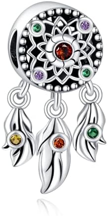 Dreamcatcher Series Charms for 925 Sterling Silver for Women's Bracelets & Necklaces Dangle Pendant for Christmas Day Valentine's Day Mother's Day Jewelry Gifts for Girls