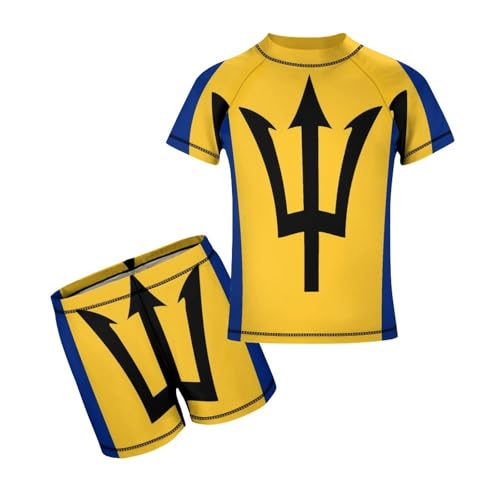 Barbados FlagChildren's Casual Swimsuit Set - Simple and Versatile7-9Y（120cm）