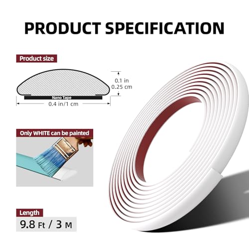 JSIWOTH 3M Selbstklebende Zierleisten & Wandleisten,Flexible PVC Abdeckleisten, Kantenschutz für Fenster, Türen, Spiegel, Küchenrückwand & Möbel - Inkl. Kunststoffleisten & Klebeleisten
