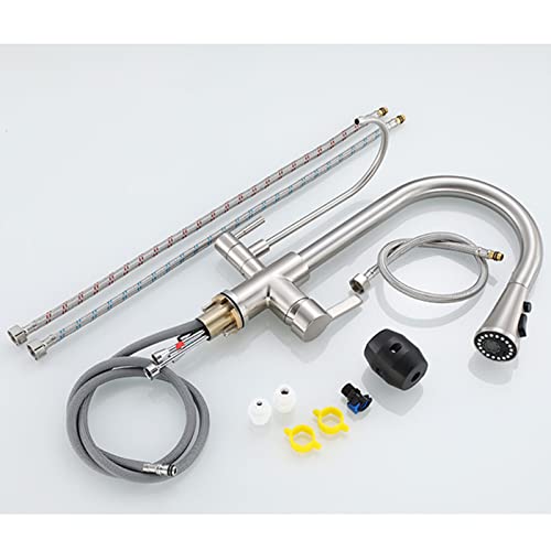 Robinet de cuisine à 3 voies avec pulvérisateur extractible pour évier et eau potable
