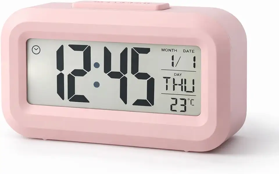 Mini Relógio Digital De Mesa Led LCD Com Despertador Sensor De Temperatura Premium (Rosa)