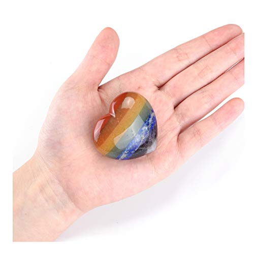 Jovivi Heart Shape Crystals and Healing Stones - Natural Gemstone Carved 7 Chakra Heart Love Stone Pocket Palm Worry Stones Chakra Reiki Balancing