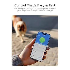 GoveeLife Smart Air Purifier for Home Large Room Up to 1524 sqft with Washable Filter Integrated PM 25 Air Quality Sensor Smart WiFi H13 True HEPA Air Purifier for Wildfire Odors 24dB Black