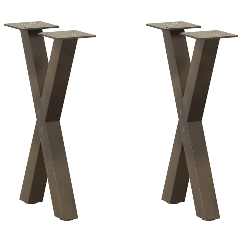 KDFEATPW Couchtischbeine X-Form 2 STK. Naturstahl 28x(42-43) cm Stahl | Pulverbeschichteter Stahl, verstellbare Nivellierfüße, vorgebohrte Löcher, Schrauben inklusive, Tischplatte nicht enthalten