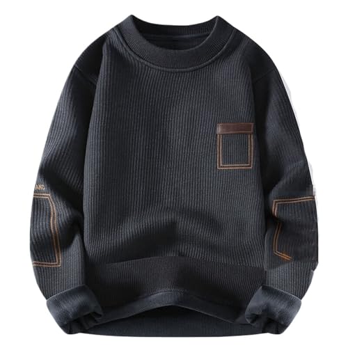 Men's Knitted Sweater for Autumn and Winter,Round Neck Long Sleeve Sweater,Loose Top for Men - Main Image