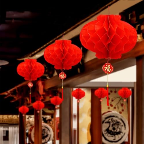 Image of 10 Inch Red Paper Lanterns Chinese Lanterns Festival Decorations for Home, Wedding and Restaurant(Set of 10)