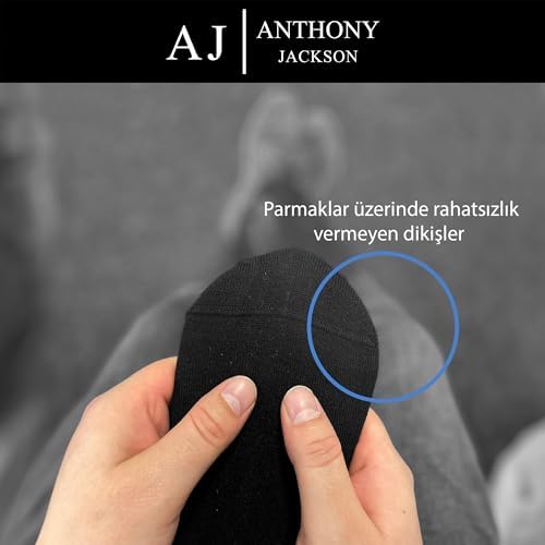 Anthony Jackson 10 Çift Kutulu BAMBU Premium Bay-Bayan Patik Çorap - Bilek Boy Kısa Spor Koşu ve Yürüyüş Çorabı JESUS (SİYAH, 47-49) - Görsel 7