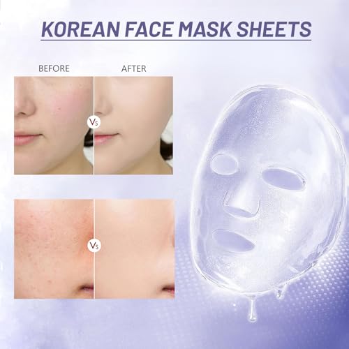 Sheet Mask, Niacinamide & Hyaluronic Acid Face Mask Set, Hydrating Face Mask, Evens Skin Tone Face Masks Skincare,Face Masks Beauty For Dehydrated, Dull and Tired Skin, 5PC - Image 4