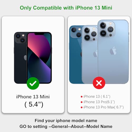 Image of for iPhone 13 Mini Case Wallet with Card Holder,for iPhone 13 Mini Wallet Case for Women Men,Leather Shockproof Magnetic Buckle Stand Flip Phone Case-Black