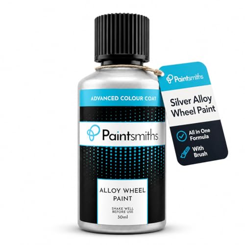 Alloy Wheel Touch Up Paint - Silver Repair Kit for Alloy Wheel Curbing Scratches and Scuffs - Professional All In One Paint - 30ml Bottle & Brush (Gloss Silver)