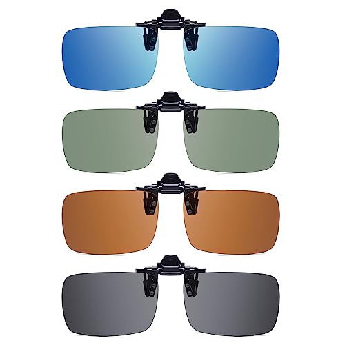 LADEESSE 4-Pack Polarized Clip-On Sunglasses for Women Men,Over Prescription Glasses with UV Protection
