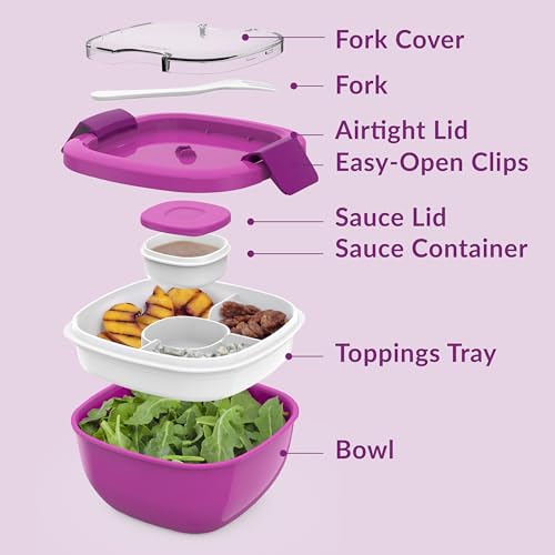image for Bentgo Salad Container - 54 oz Bowl with 4-Compartment Toppings Tray, 
