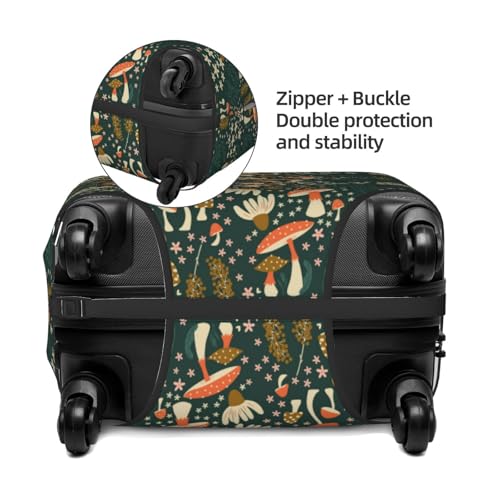 Mushroom and Flower Luggage Cover Washable Elasticated Luggage Covers for Suitcase TSA Approved Stylish Scratch Resistant Luggage Case Protector3