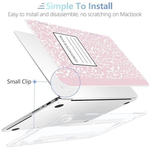 Image of MEEgoodo Case for M5 MacBook Pro 16 inch Case 2026 2024 2023 2021 with M5 M4 M3 M2 M1 Pro /Max Chip, Fit Model A3429 /A3428 /A3403 /A3186 /A2991 /A2780 /A2485, Pink Composition Book
