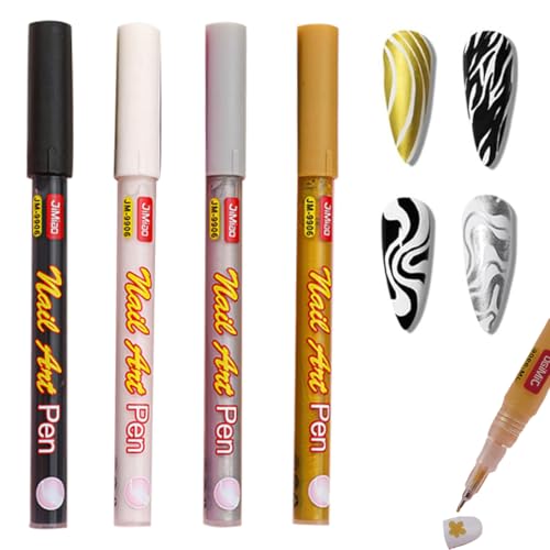 WHYCNJL Lápiz Esmalte de uñas de 4 Colores con Punta de 5 mm y tinta acrílica Nail Art Pen DIY Nail Art Graffiti Line, Nail Art Tip Nail Art Beauty Decorating Tools Manicura