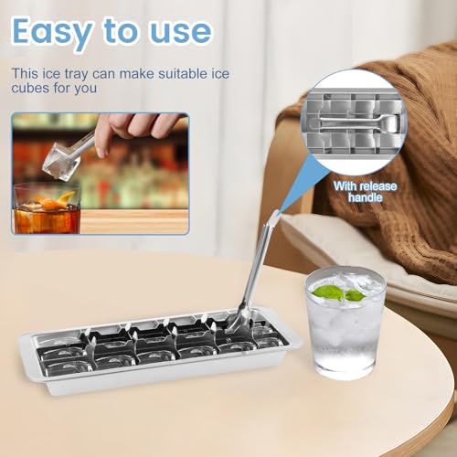 Stainless Steel Ice Cube Tray,18 Slot Removable Metal Ice Cube Maker with Easy Release Handle,Detachable Freezer Square ICES Cubes Mold for Making Various ICES Cubes and Frozen Foods (1PC) — view 6
