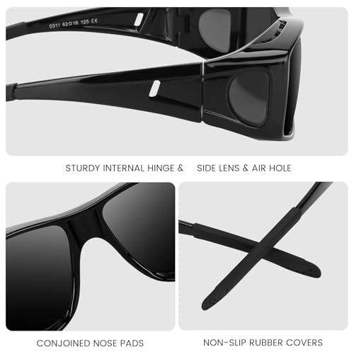 Over Glasses Sunglasses For Men Women, HD Polarized Glare Reducing Fit Over UV400 Protection Driving Sunglasses 5