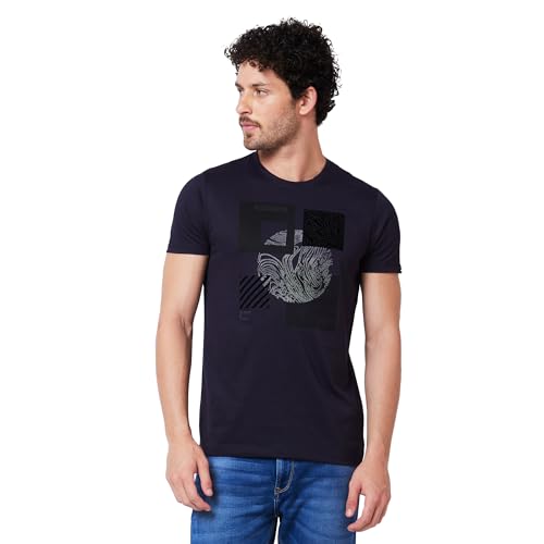 Image of Spykar Men's Slim Fit Round Neck Half Sleeve Solid Casual T-Shirt