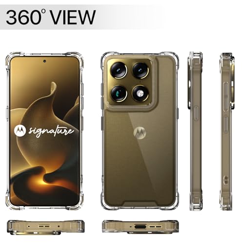 Image of Amazon Basics Back Cover for Motorola Moto Signature 5G PC + TPU Clear Transparent Raised Edges Shockproof Protective Phone Bumper Case (Transparent)