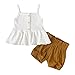 GOUWUCHE Lot de 2 tenues de mode pour enfant assorties à un débardeur décontracté uni à bouton + short floral en coton avec t-shirt porte-jarretelles et grenouillère pour bébé, Blanc., 5 ans