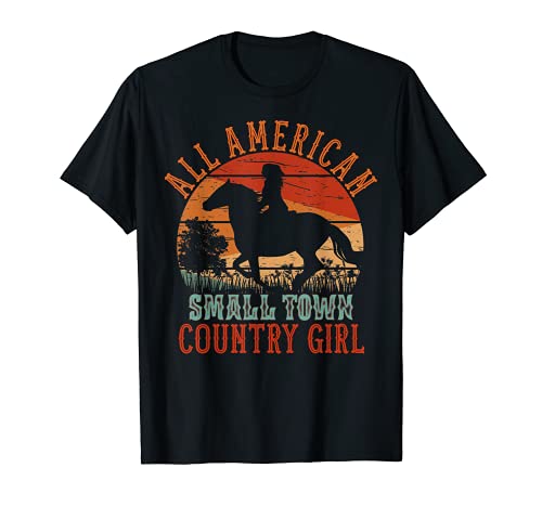All American Cowgirl Riding Horse T-Shirt