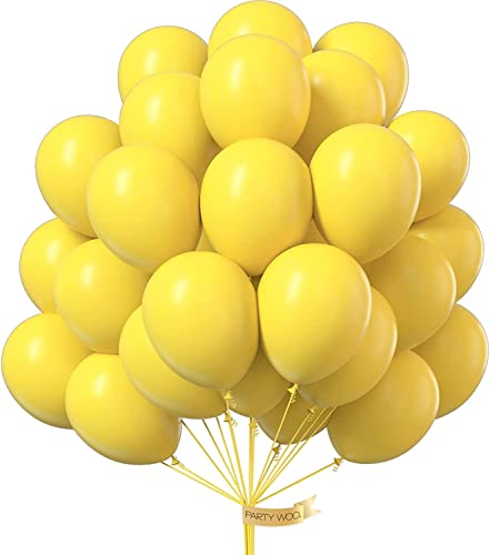 PartyWoo Globos amarillos, 50 globos de látex de 12 pulgadas, globos amarillos, globos de fiesta de cumpleaños para decoraciones de fiesta de girasol, decoraciones de cumpleaños Cover