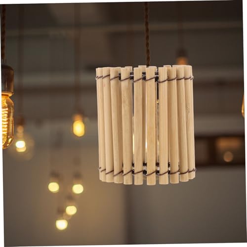 Image of jojofuny 3pcs Unique Bamboo Lampshade Abstract Chinese Style Ceiling Light Shade Lamp Cover for Bedroom Hotel Decorative Pendant Lampshade