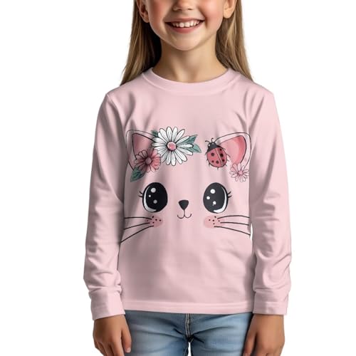 Long Sleeve Shirts for Girls Casual Crew Neck T Shirts Comfort Kids Clothing