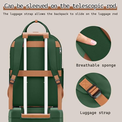 Image of Melalenia Suitcase Sets 6 Piece Hard Shell Carry on Luggage with Spinner Wheels and TSA Lock, Lightweight Travel Backpack for Women, Green Brown