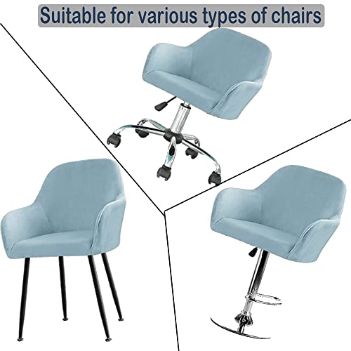Only 1 Light Blue Velvet Armrest Curved Back Bar Stool Pub Counter Stool Slipcover Wingback Chair Cover Modern Curved Back Dining Chair Cover For Bar Restaurant Kitchen Home (Light Blue, 1) #TOP1