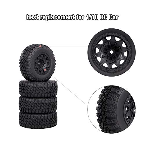 OWSOO 4pcs 105mm RC Wheel 1/10 RC Car Truck Caminhão de percurso curto Pneus de caminhão off-road co