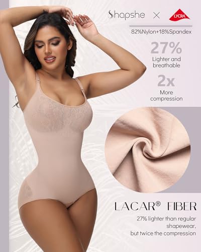 SHAPSHE Shapewear Bodysuits for Women Tummy Control Body Shaper Seamless Sculpting Snatched Low Back Waist Body Suit2