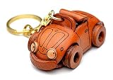 Convertible Car Vehicles 3D Leather Keychain(L) VANCA CRAFT-Collectible Keyring Charm Pendant Made i