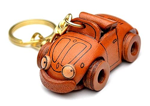 Convertible Car Vehicles 3D Leather Keychain(L) Vanca Craft-Collectible Keyring Charm Pendant Made In Japan #TOP4