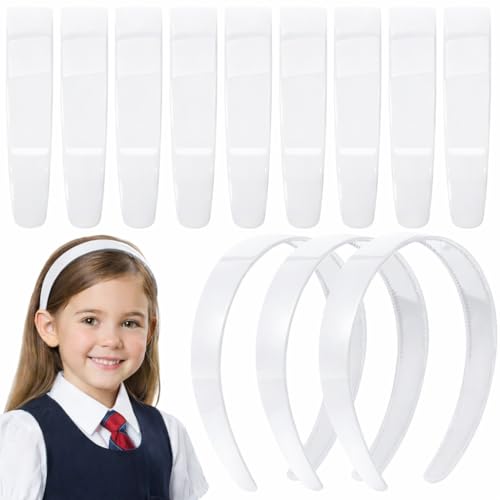 Image of Diversa Solid Plastic Headbands for Girls & Women, Hairband for School, Everyday Use Plain Broad Headband, 1 Inch Headband with Teeth, Pack of 6 (WHITE PK6)