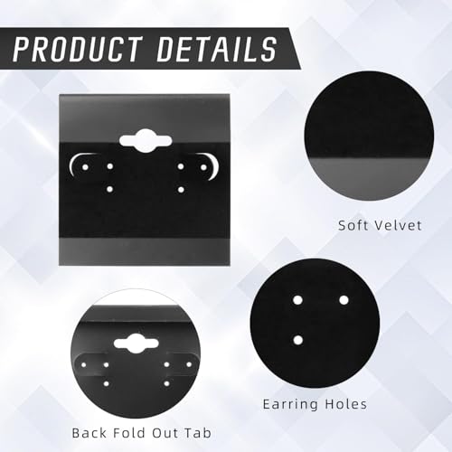 Image of DIY Crafts 200 Pieces Velvet Jewellery Earring Stud Display Holder Cards | Premium velvet jewellery display cards for organising and showcasing Earrings like Studs, Dangles and more